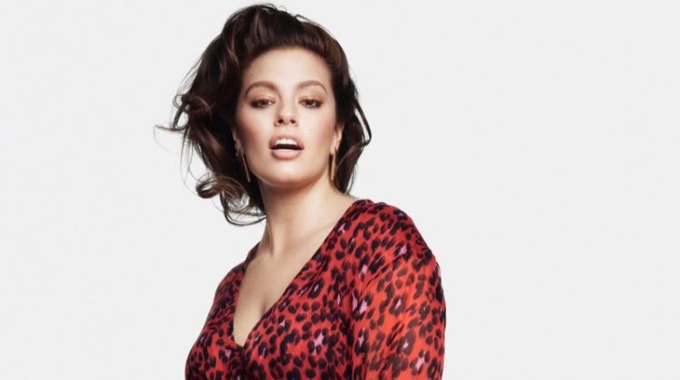 Dressed in a red leopard print dress, Ashley Graham fronts Marina Rinaldi fall-winter 2018 campaign