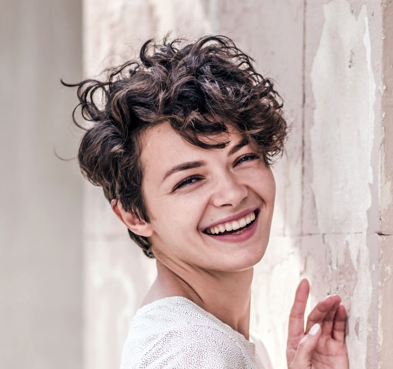 Asymmetrical Curly Pixie Cut