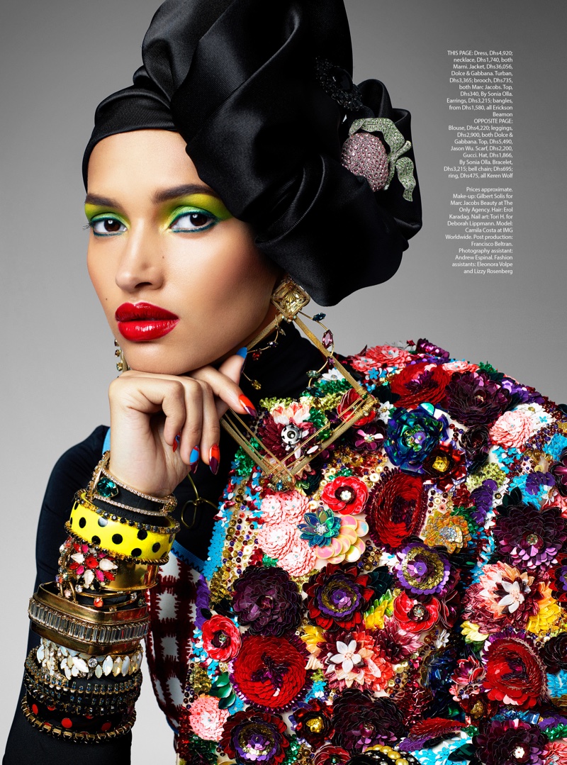Camila Costa Poses in Chic Headwraps for Harper's Bazaar Arabia
