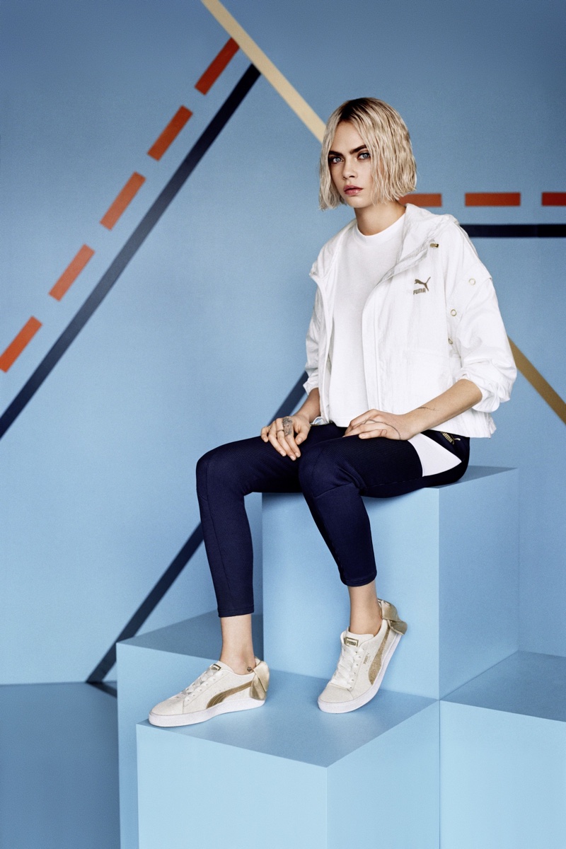 PUMA enlists Cara Delevingne for Suede Bow Varsity Sneaker campaign