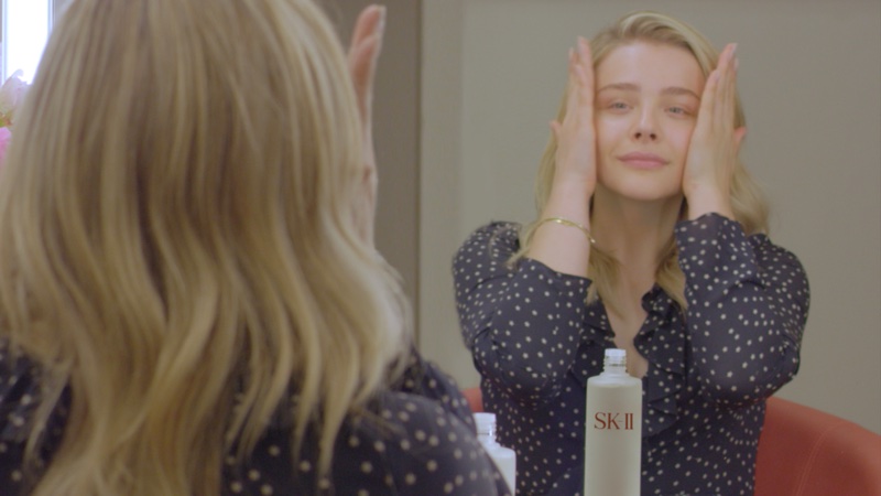 Actress Chloe Grace Moretz poses makeup free for SK-II #BareSkinProject film