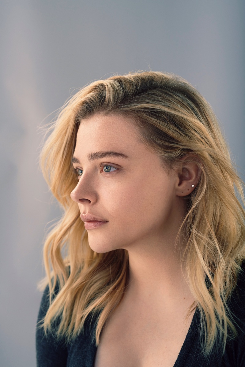 Actress Chloe Grace Moretz shows off her bare skin for SK-II