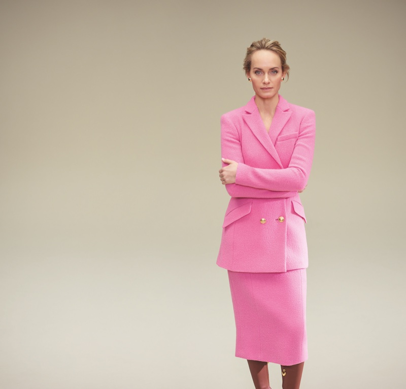 Dressed in pink, Amber Valletta fronts Escada fall-winter 2018 campaign