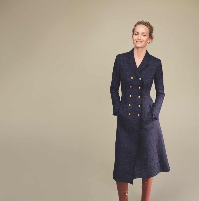 Amber Valletta wears navy coat in Escada fall-winter 2018 campaign