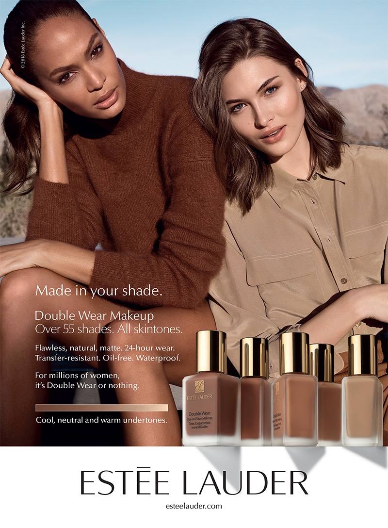 Joan Smalls and Grace Elizabeth front Estée Lauder Double Wear Makeup campaign