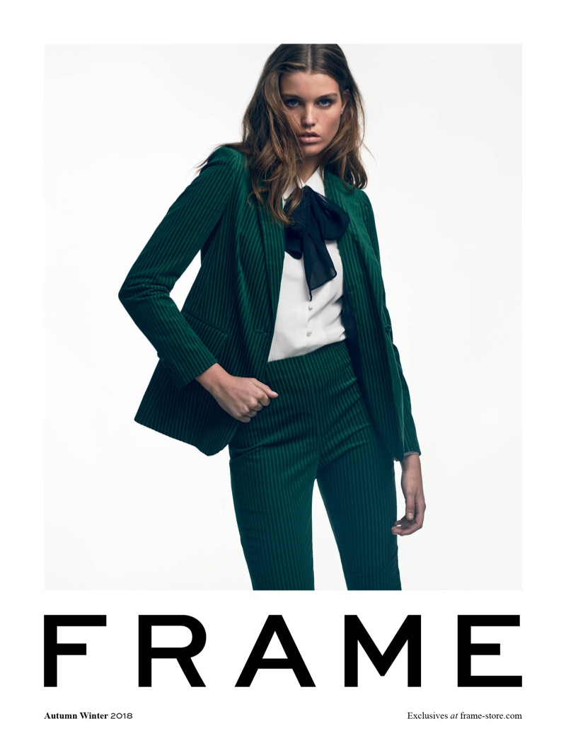 Luna Bijl suits up in FRAME fall-winter 2018 campaign