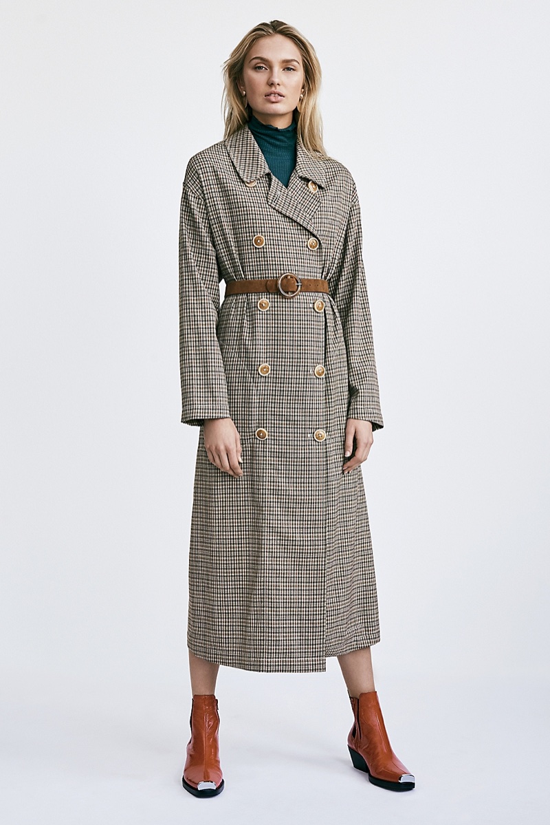 Free People Melody Plaid Trench Coat