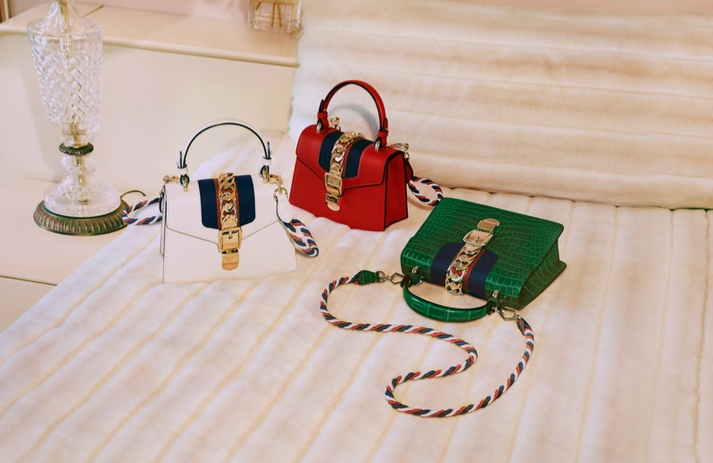 Three different colorways of Gucci Sylvie handbag