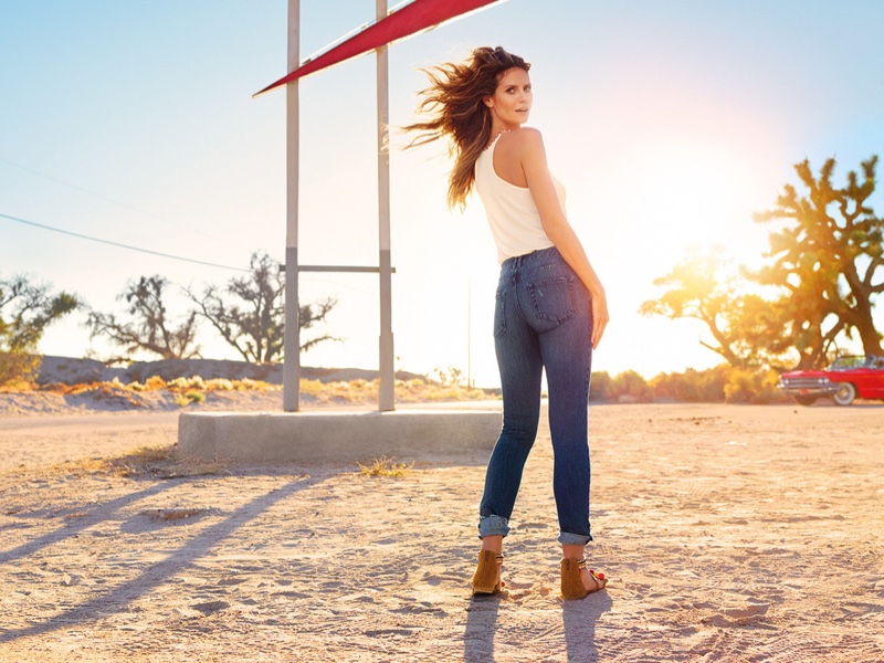 Posing on a desert road, Heidi Klum fronts Esmara by Heidi Klum campaign
