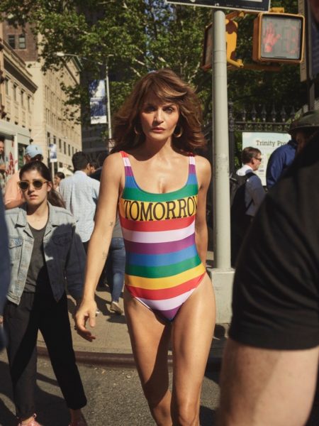 Helena Christensen Models Swimsuits in the City for InStyle Helena Christensen Models Swimsuits in the City for InStyle