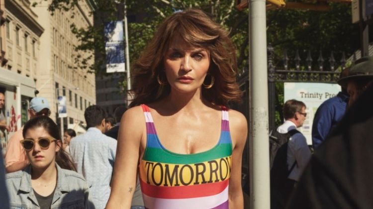 Helena Christensen Models Swimsuits in the City for InStyle