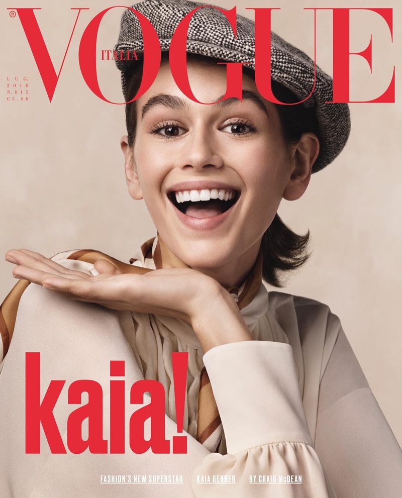 Kaia Gerber on Italian Vogue July 2018 Cover. Photo: Craig McDean