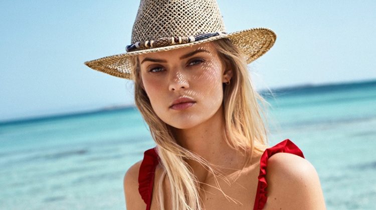 Kate Grigorieva Wears Calzedonia Swimsuits in Spanish Vogue