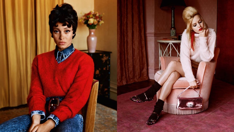 Adwoa Aboah and Georgia May Jagger front Miu Miu fall-winter 2018 campaign