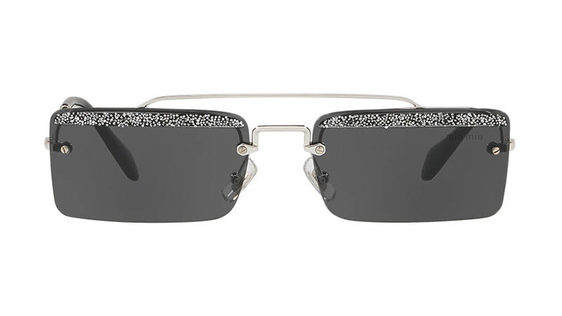 Miu Miu MU 59TS 58 Sunglasses in Silver/Grey $500
