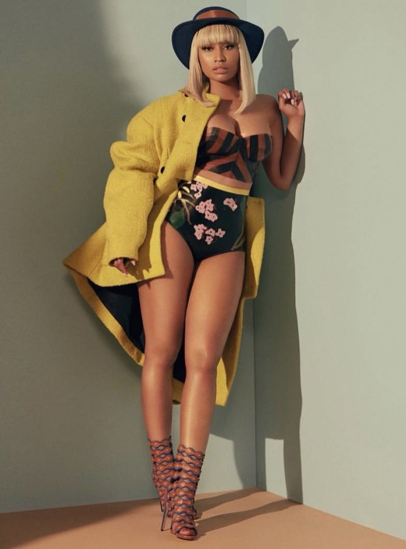 Rapper Nicki Minaj strikes a pose in chic look