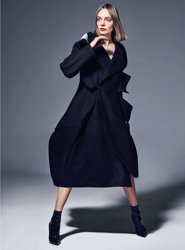 Nimue Smit Models All Black Looks for Harper's Bazaar Germany