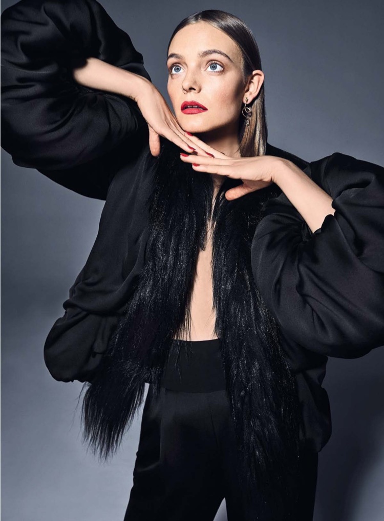 Nimue Smit Models All Black Looks for Harper's Bazaar Germany