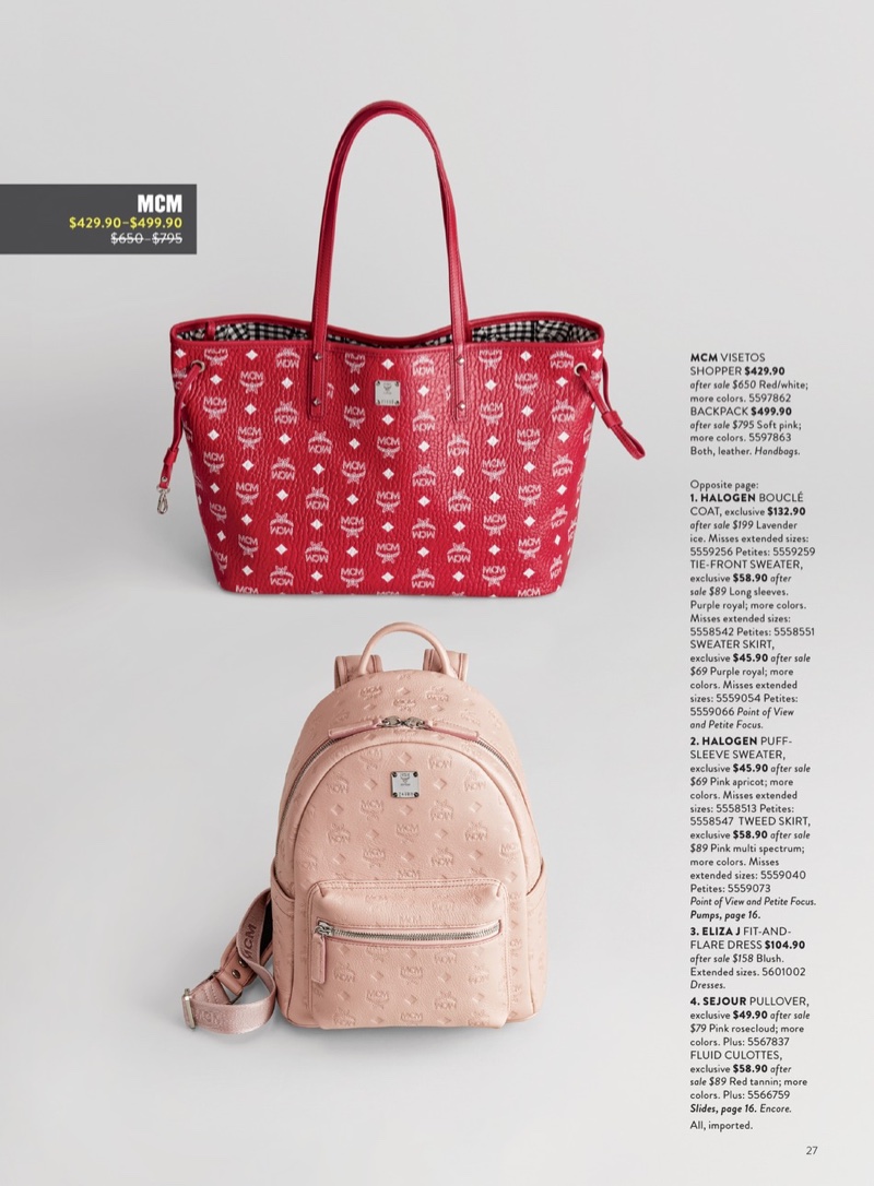 MCM Medium Liz Reversible Visetos Leather Shopper $429.90 (previously $650) and MCM Ottomar Leather Backpack $499.90 (previously $795.00)