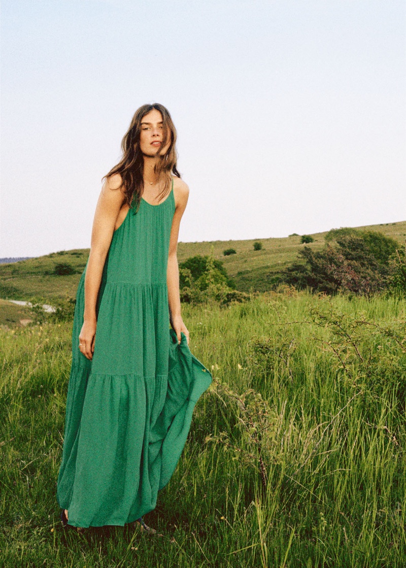 & Other Stories A-Line Pleated Maxi Dress