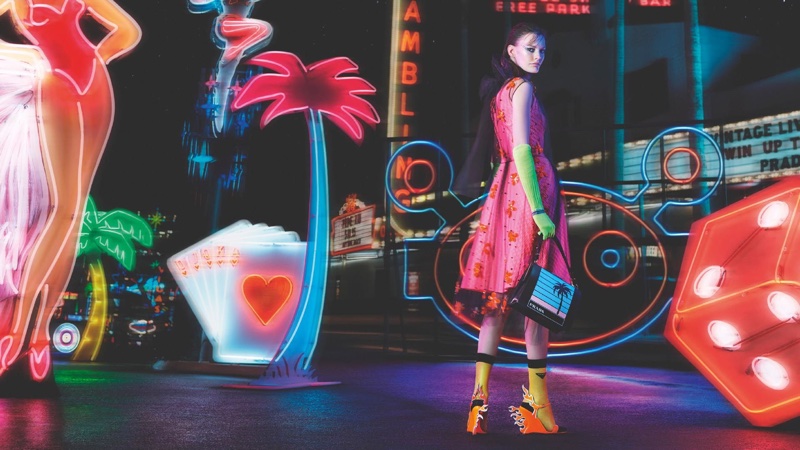 Prada sets fall-winter 2018 campaign against neon lights