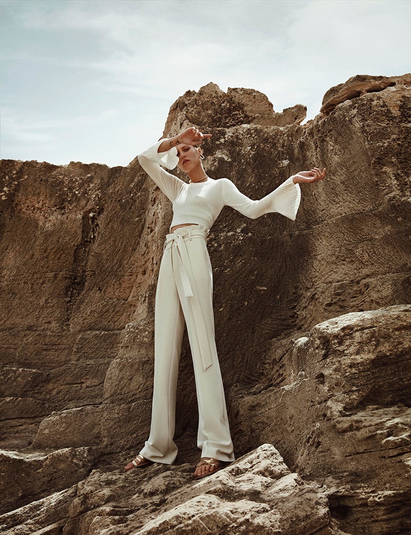 Rasa Valentino Poses in All White Looks for Mujer Hoy