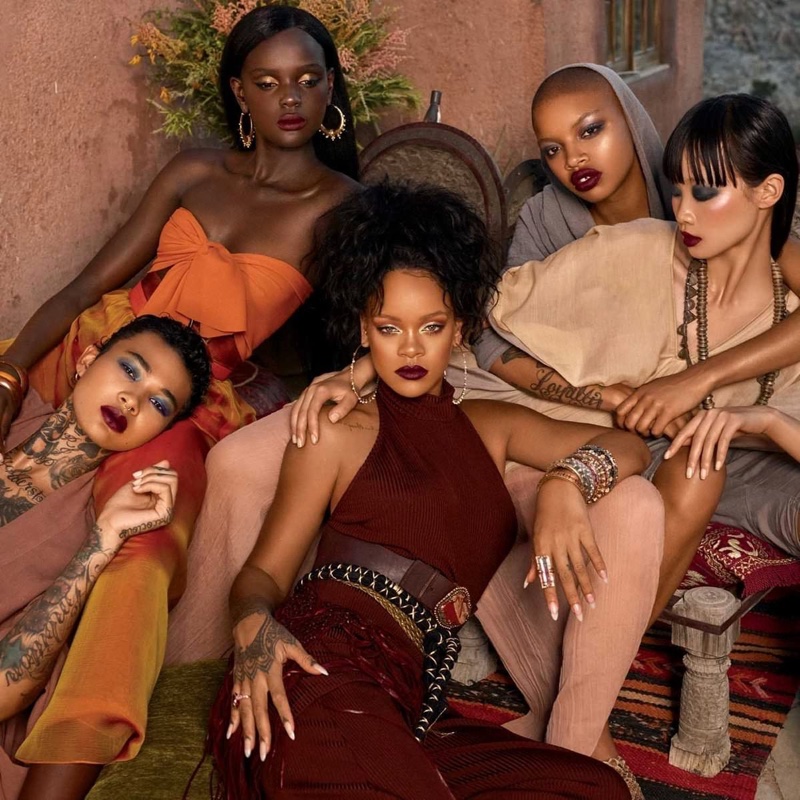Joined by models Duckie Thot, Asianna Scott and Slick Woods, Rihanna fronts Fenty Beauty Moroccan Spice campaign