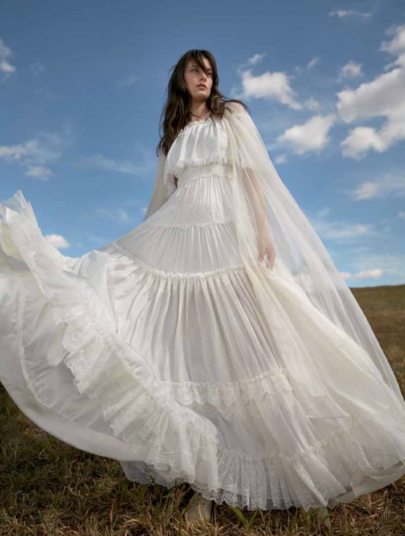 Thairine Garcia Enchants in Wedding Dresses for Harper's Bazaar Brazil