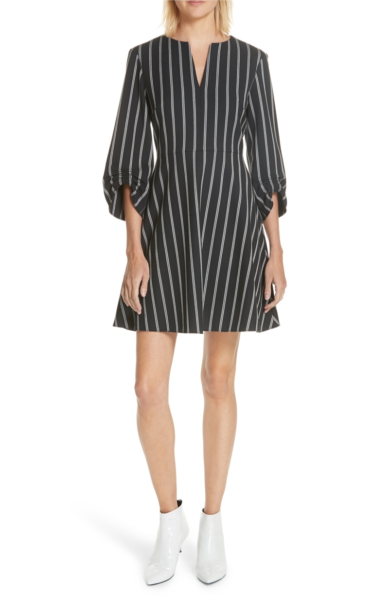 Tibi Ruched Sleeve Stripe Dress $263.90 (previously $395)