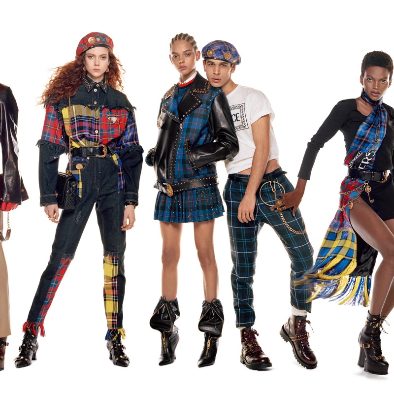 Natalie Westling, Hiandra Martinez, Ali Latif and Aube Jolicoeur front Versace fall-winter 2018 campaign