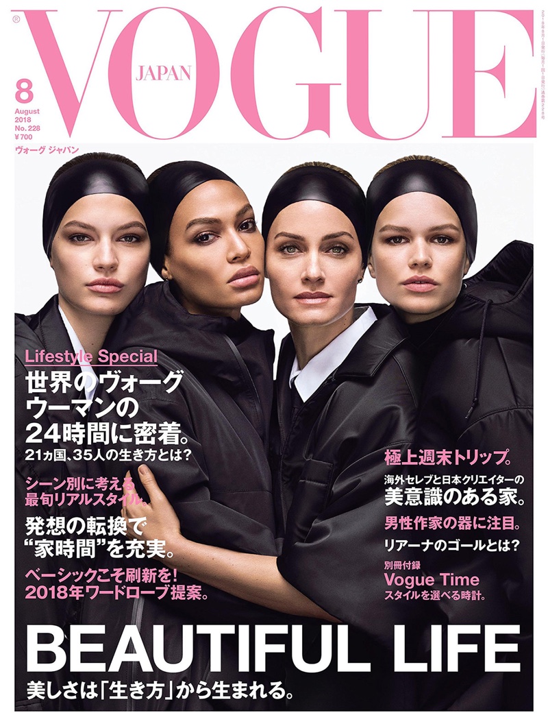 Amber, Joan, Anna & Faretta Stun in Black & White for Vogue Japan