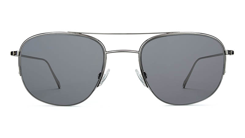 Warby Parker Bryant Sunglasses in Polished Silver with Classic Grey Lenses $145