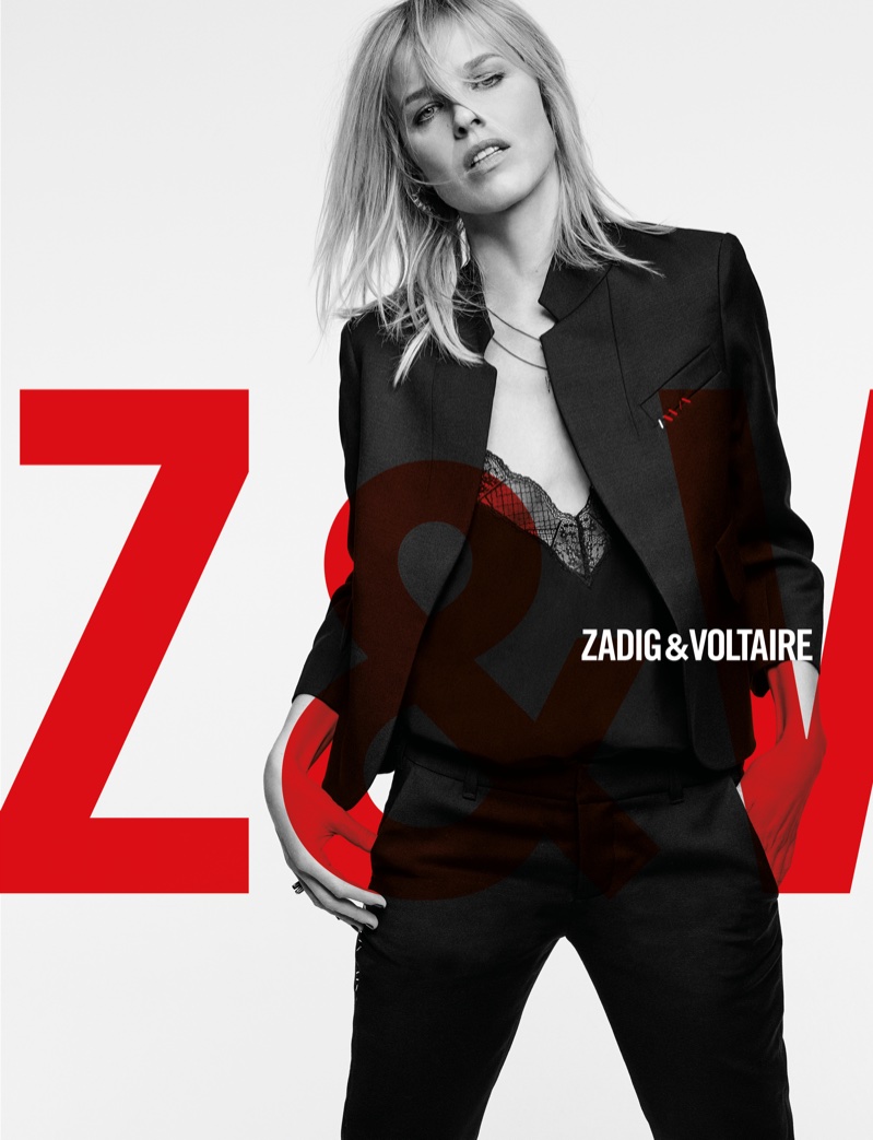 Model Eva Herzigova appears in Zadig & Voltaire fall-winter 2018 campaign