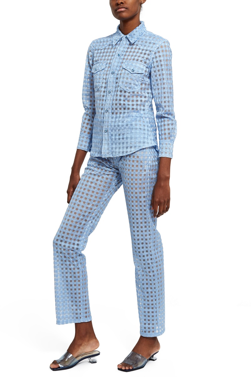 Adam Selman x Opening Ceremony Gingham Sheer Tulle Shirt $495 and Gingham Sheer Tulle Pant $595