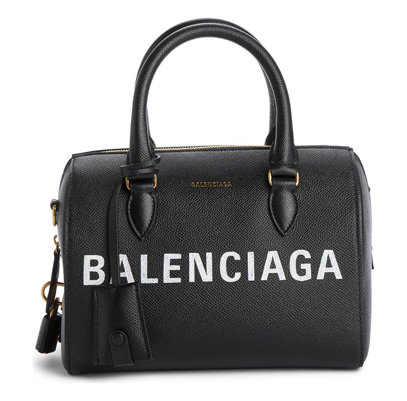 Balenciaga Ville Logo Leather Bowling Satchel $2,100