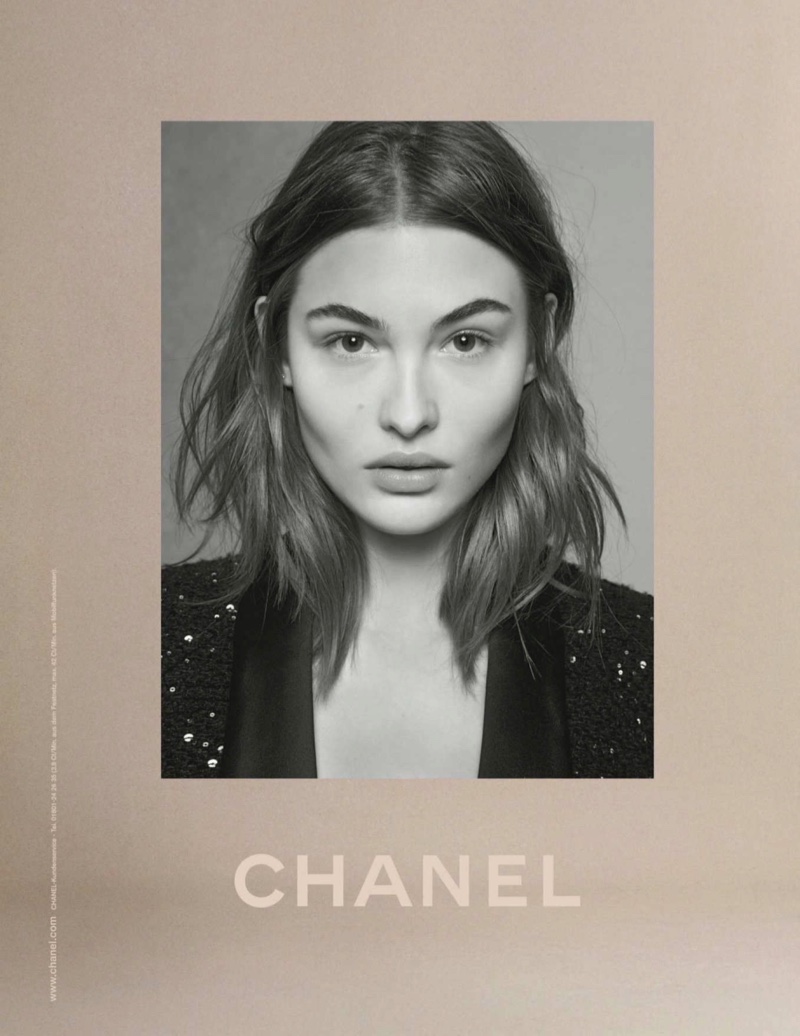 Grace Elizabeth poses for Chanel fall-winter 2018 campaign