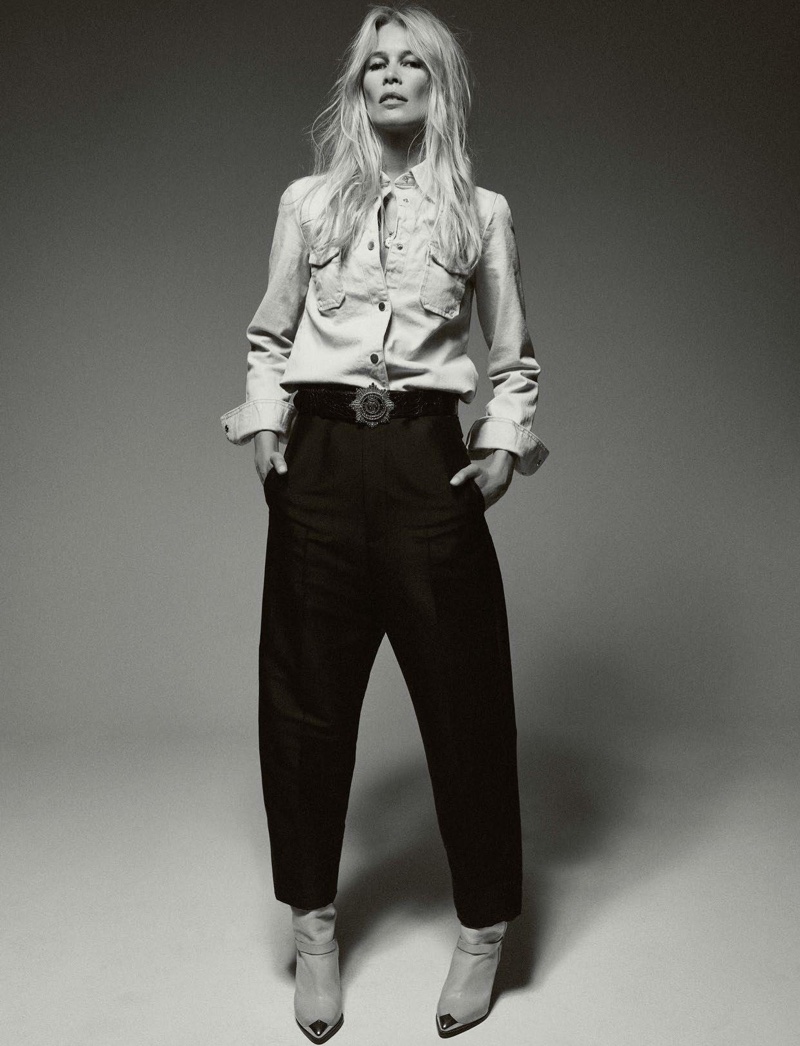 Claudia Schiffer Sports Casual Denim for Vogue Paris