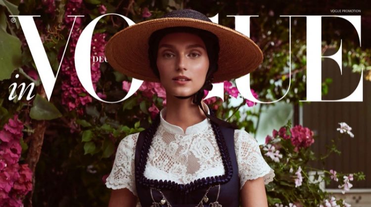 Deimante Misiunaite Models Traditional Dresses for Vogue Germany