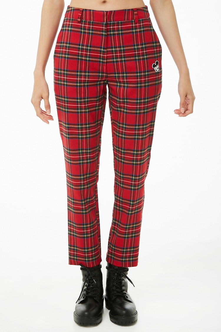 Forever 21 x Mickey Mouse Patch Plaid Pants $29.90