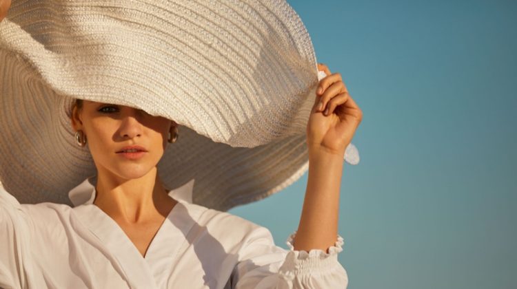 Ginta Lapina Wears Chic Beach Styles for Vanity Fair Italy
