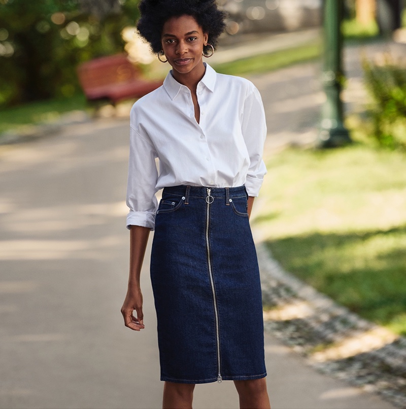 H&M Cotton Shirt and Denim Skirt