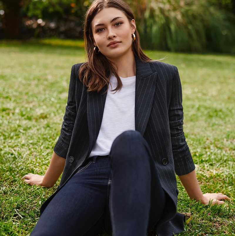 H&M Striped Blazer, Long-Sleeved Jersey Top and Skinny Regular Ankle Jeans