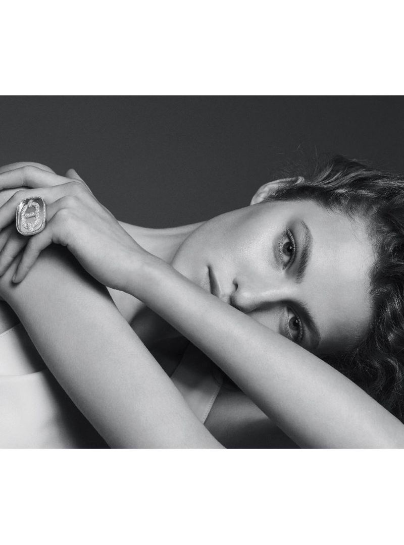 Photographed in black and white, Felice Noordhoff stars in Hermes Enchainements Libres campaign