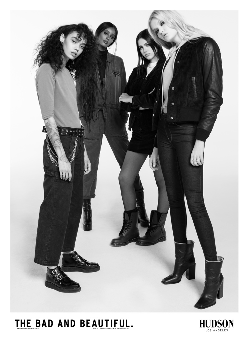 Indyamarie Jean, Senait Gidey, Amelia Gray Hamlin and Abby Williamson star in Hudson Jeans fall-winter 2018 campaign