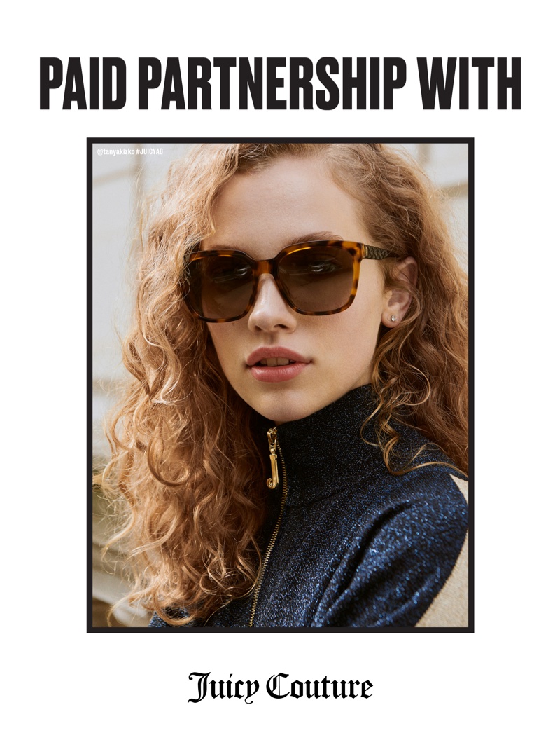 Tanya Kizko wears sunglasses in Juicy Couture fall-winter 2018 campaign