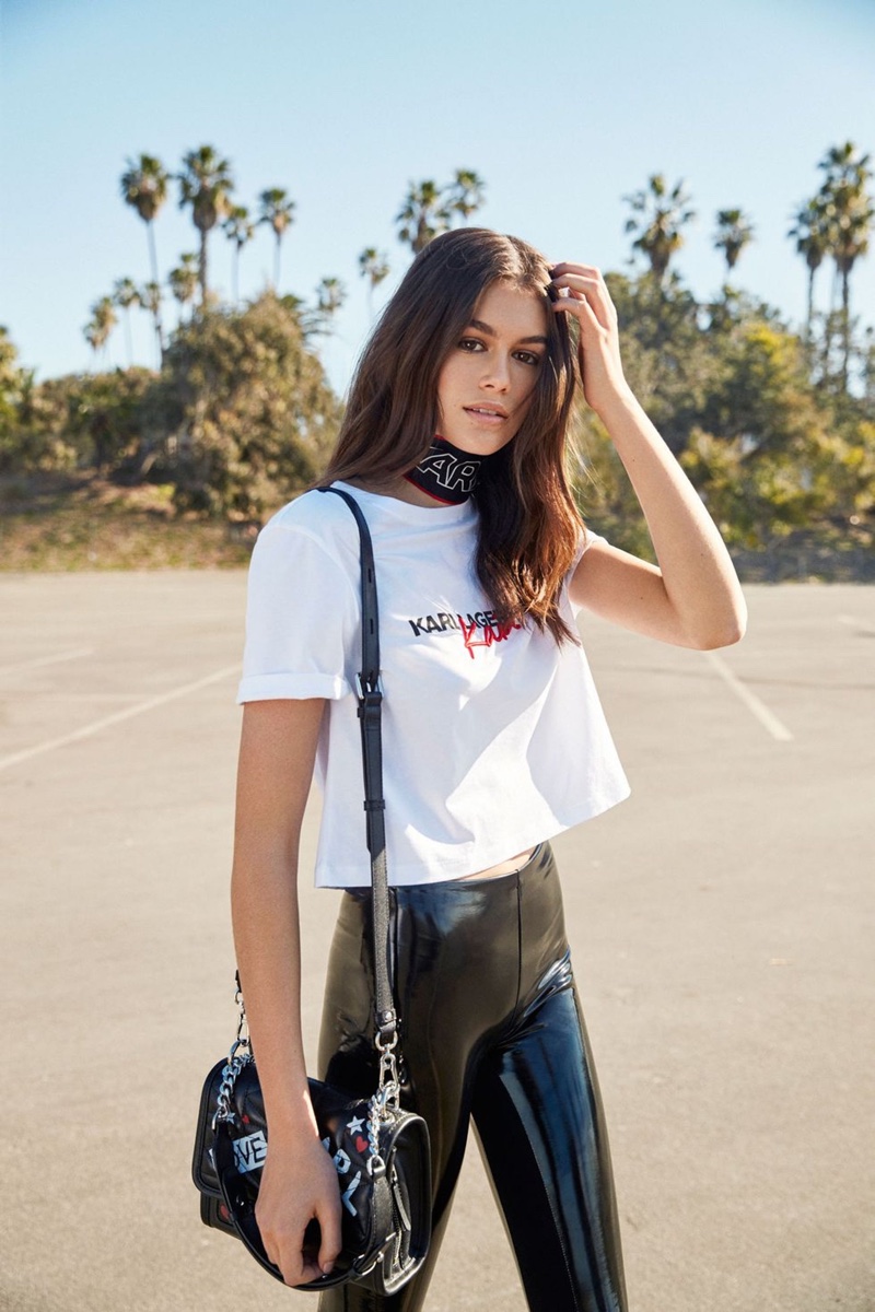 An outfit from the Karl Lagerfeld x Kaia Gerber capsule collection
