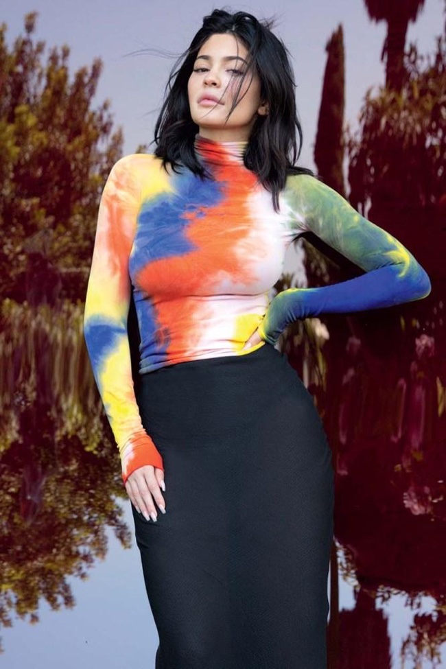 Posing in a tie-dye look, Kylie Jenner wears body conscious ensemble