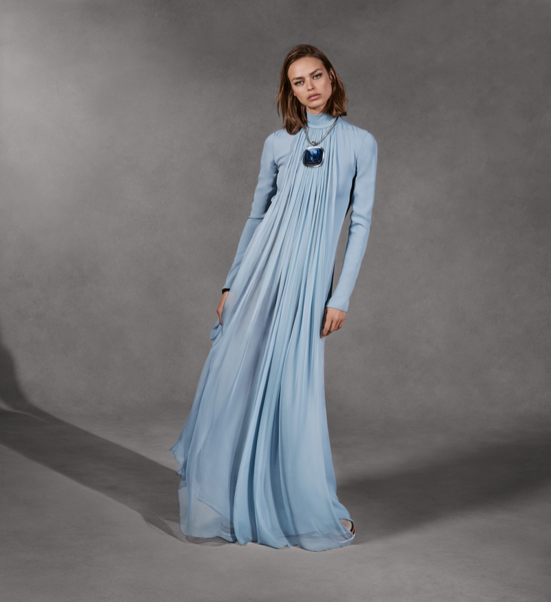 Birgit Kos models blue dress in Lanvin fall-winter 2018 campaign