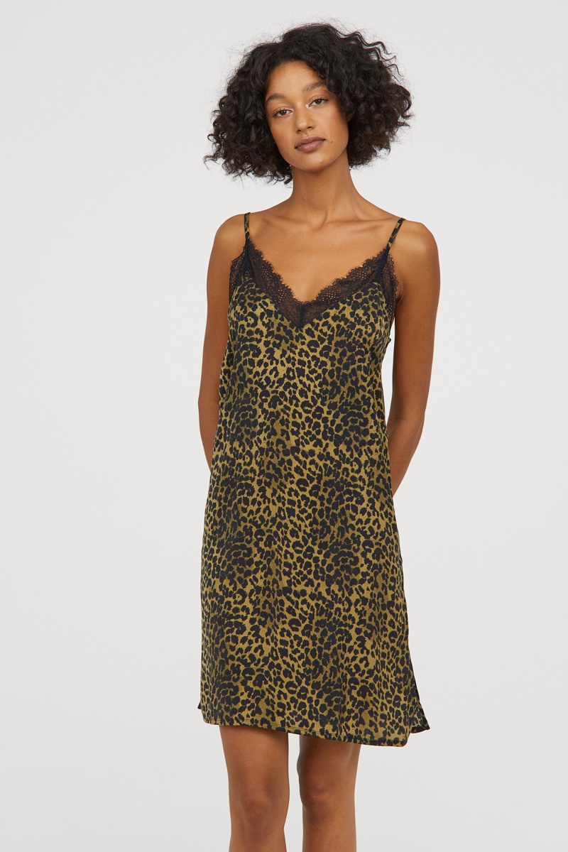 leopard print slip dress h&m