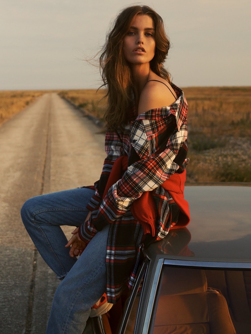 Luna Bijl | PORTER Edit | 2018 Cover | Grunge Plaid Editorial